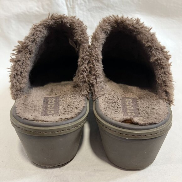 Crocs Cobbler Eva Lined Clog Mule womens 9 brown furry lining block high heel - Picture 4 of 15